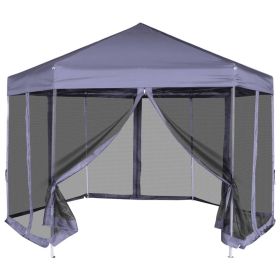 Hexagonal Pop-Up Marquee with 6 Sidewalls Dark Blue 11.8'x10.2'