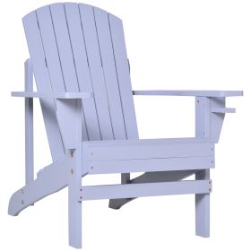 Wooden Adirondack Chair, Outdoor Patio Lawn Chair with Cup Holder, Weather Resistant Lawn Furniture, Classic Lounge for Deck, Garden, Backyard