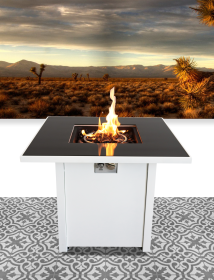 Living Source International 30 Inch White Steel Propane/natural Gas Firepit Table