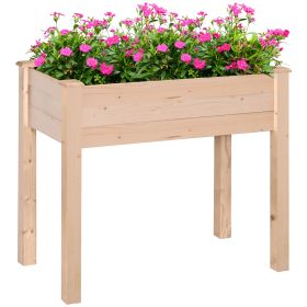 Outsunny Raised Garden Bed with Legs, 34" x 18" x 30", Elevated Wooden Planter Box, Self-Draining with Bed Liner for Vegetables, Herbs, and Flowers Ba