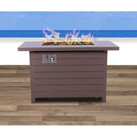 25" H x 42" W Aluminum Outdoor Fire Pit Table with Lid