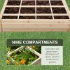 Outsunny Raised Garden Bed Kit, 4' x 4' Outdoor Wooden Planter Box with 9 Growing Grids, for Plants and Herbs