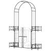 Outsunny 7' Garden Arch Arbor, Metal Arch Trellis with Gate, Garden Archway for Climbing Vines, Wedding Ceremony Decoration, Black