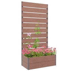 Outsunny Raised Garden Bed with Trellis for Climbing Plants, Planter Box with Drainage Gap, Freestanding Trellis Planter for Outdoor, Patio, Deck, 28. (Color: as Pic)