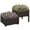 Outsunny 2 Piece Raised Garden Bed with Legs, Self-Watering Planter Box Raised Bed to Grow Flowers, Herbs & Vegetables, Gray