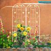 4 Pack Metal Garden Trellis 86.7" x 19.7" Rustproof Trellis for Climbing Plants Outdoor Flower Support Cream White