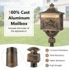 Retro Cast Aluminum Mailbox Security Postal Letter Box with Baffle Door